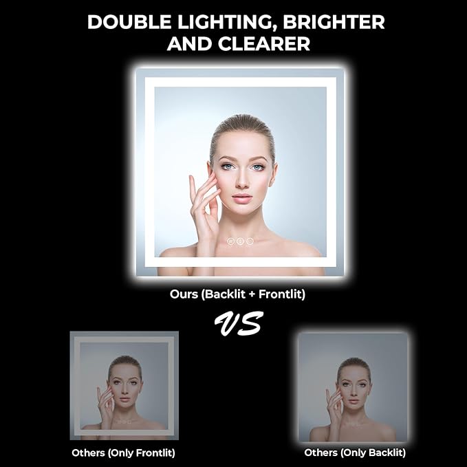 YEELAIT 36x36 Inch LED Bathroom Mirror