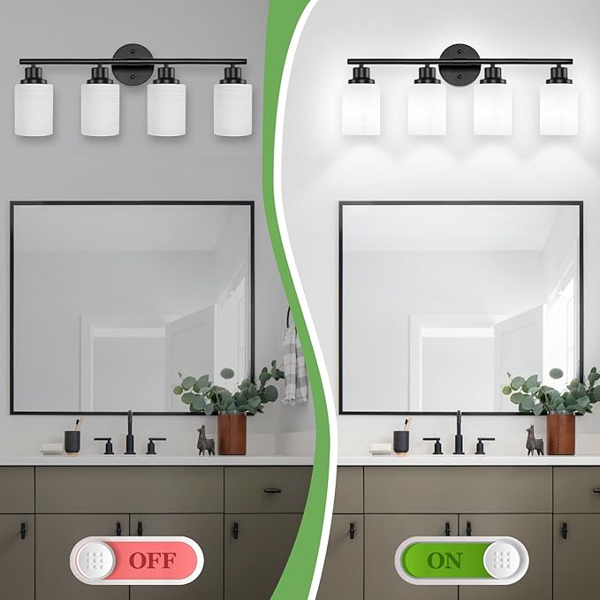 Guliaofo 4-Light Bathroom Light Fixtures, Modern Kitchen Light Fixtures Wall