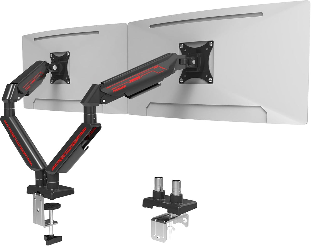 Fydeamer Dual Monitor Arm for 17-35" Screens up to 24.2 lbs, Ergonomic Gas