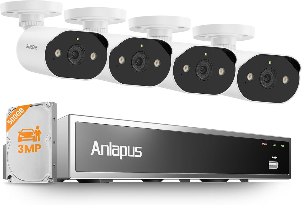anlapus 8ch 5mp poe nvr security system, 4 shown in use