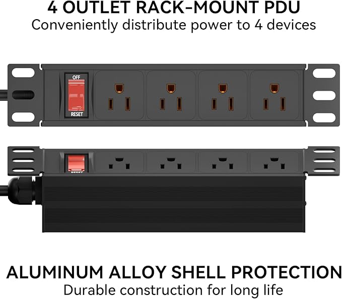 10" Rack PDU- 1U 10-inch Mini Rack Power Distribution Unit