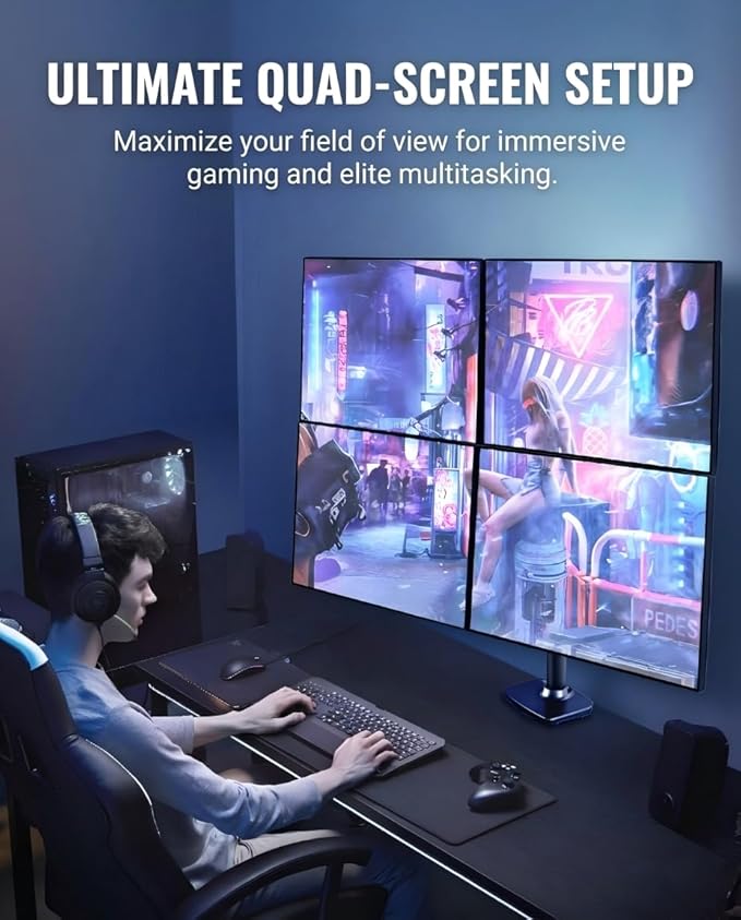 Ergounion Quad Monitor Mount, Holds Screens up to 40 Inches and 25 lbs