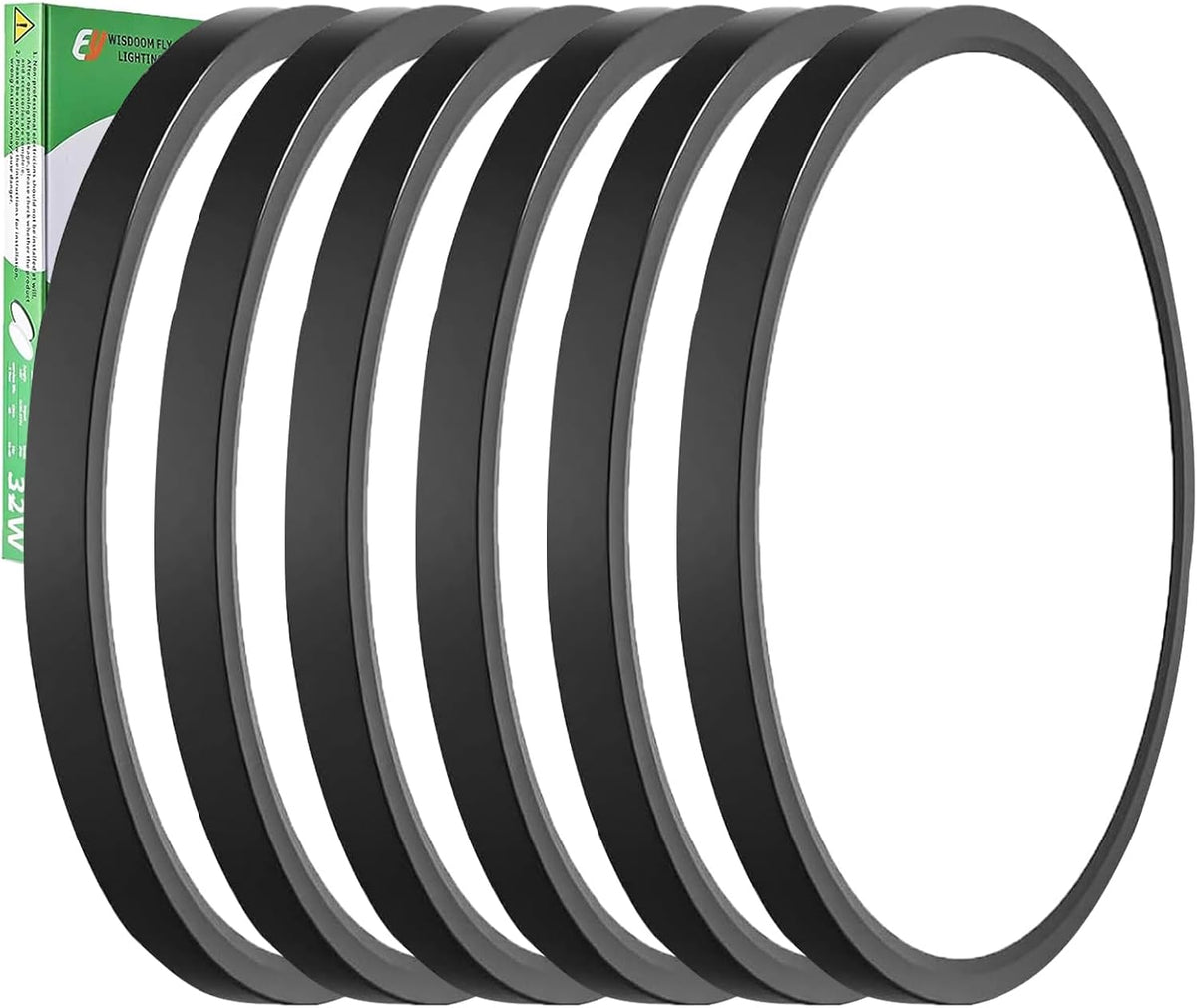 6PK 15.8 Inch LED Flush Mount Ceiling Light Black, 3000K/4000K/6000K CCT