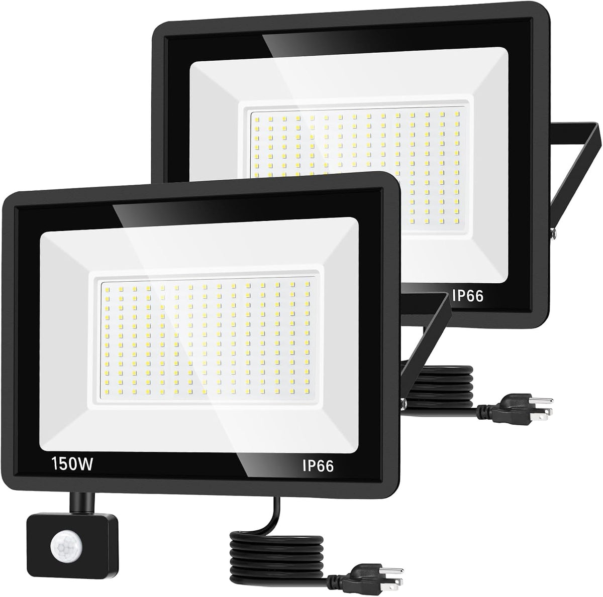 YANYCN 2 Pack 150W LED Motion Sensor Flood Light, 5000K Daylight, IP66