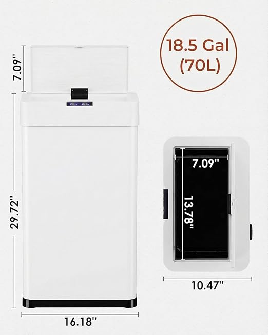 TLSUNNY 18.5 Gallon Motion Sensor Trash Can, Touchless Automatic Garbage Can