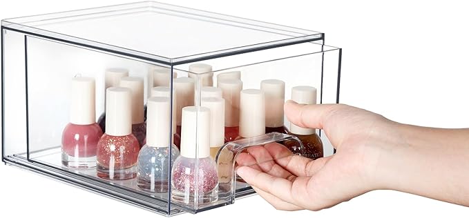 Vtopmart 10 Pack Clear Small Stackable Storage Drawers, Acrylic Bathroom Makeup