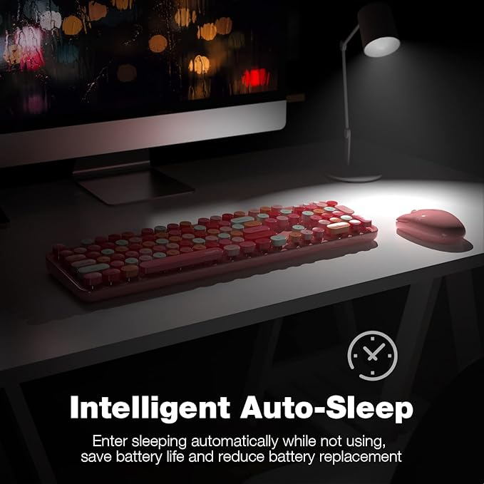 MOFII Wireless Keyboard and Mouse Combo, 2.4GHz Retro Full Size