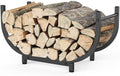 30 Inch Firewood Rack Outdoor Indoor, Heavy Duty U-Shape Alloy Steel Log Holder for Fireplace Decor, Rustproof Wood Storage with 300 LBS Capacity, Black