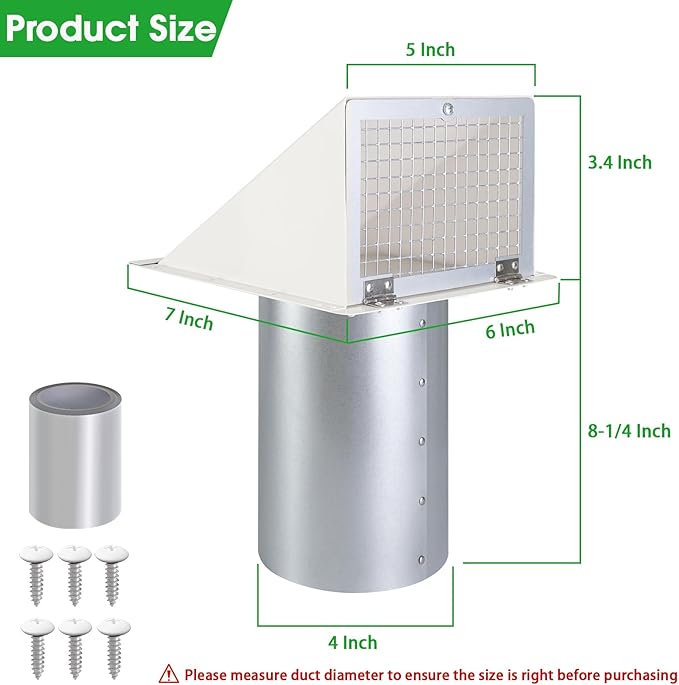 4 Inch Dryer Vent Cover Outside, Dryer Vent Cover Outdoor Exterior Vent Cover