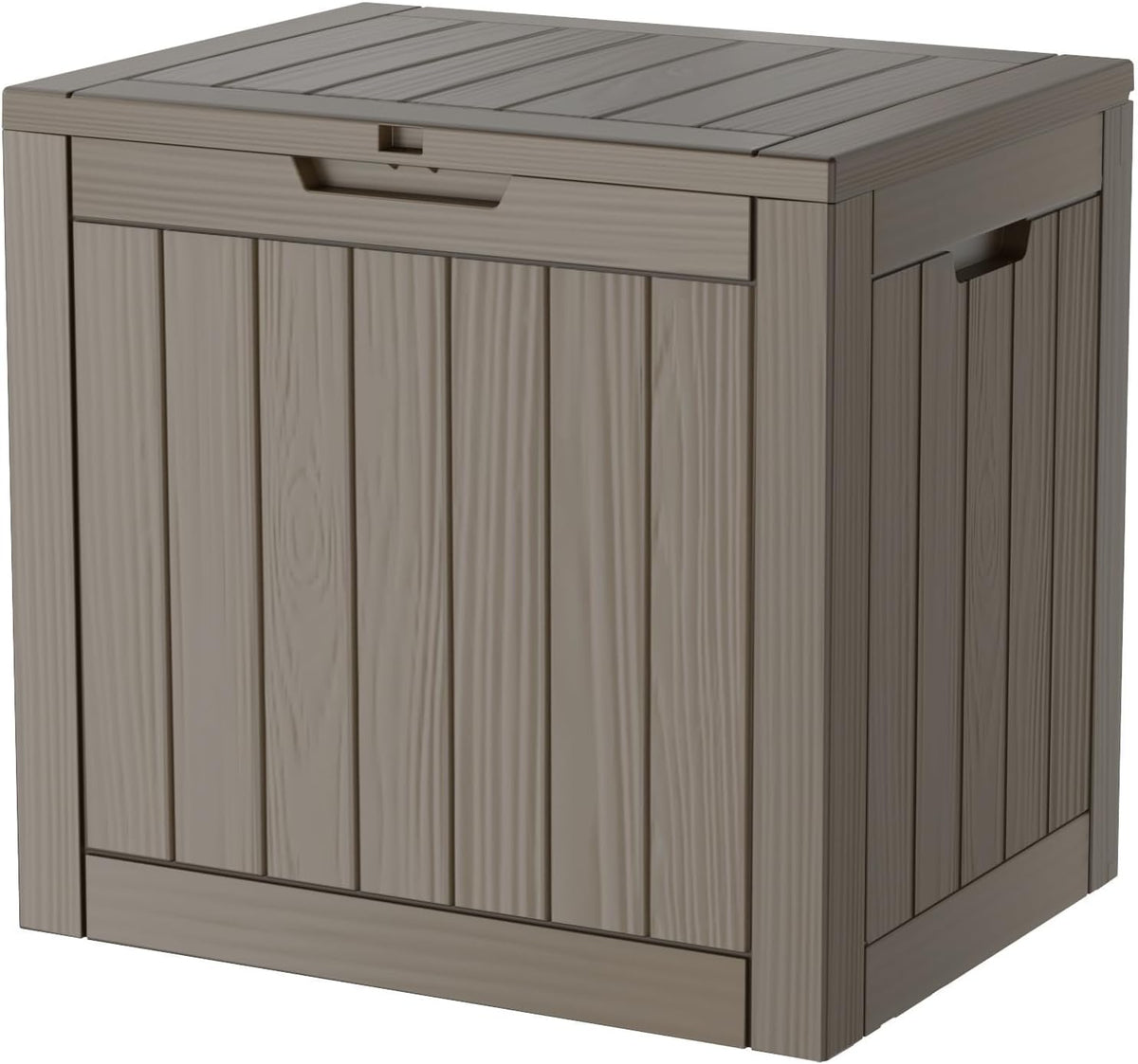 Outdoor Storage Box, 35 Gallon Waterproof Deck Box, Quick Snap-Lock Resin Cabinet for Seat Pillows, Patio Blankets, Lockable End Table Beverage Stand, Apartment Deck, Grey