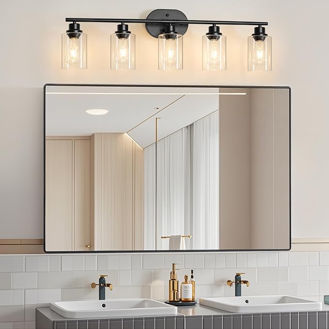 Unicozin 5 Light Bathroom Light Fixtures, 33.5 Inch Vanity Lights