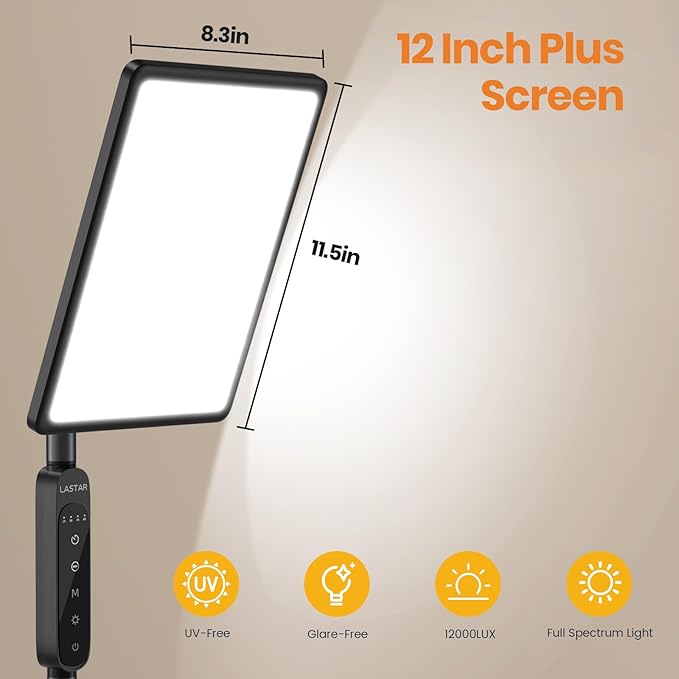 LASTAR Light Therapy Lamp, 12000LUX Therapy Light UV-Free &Full Spectrum Sun
