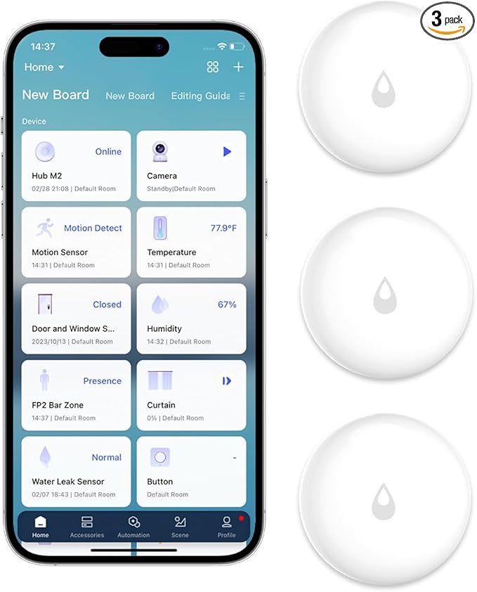 Aqara Water Leak Sensor 3 Pack, Zigbee Wireless Water Leak Detector