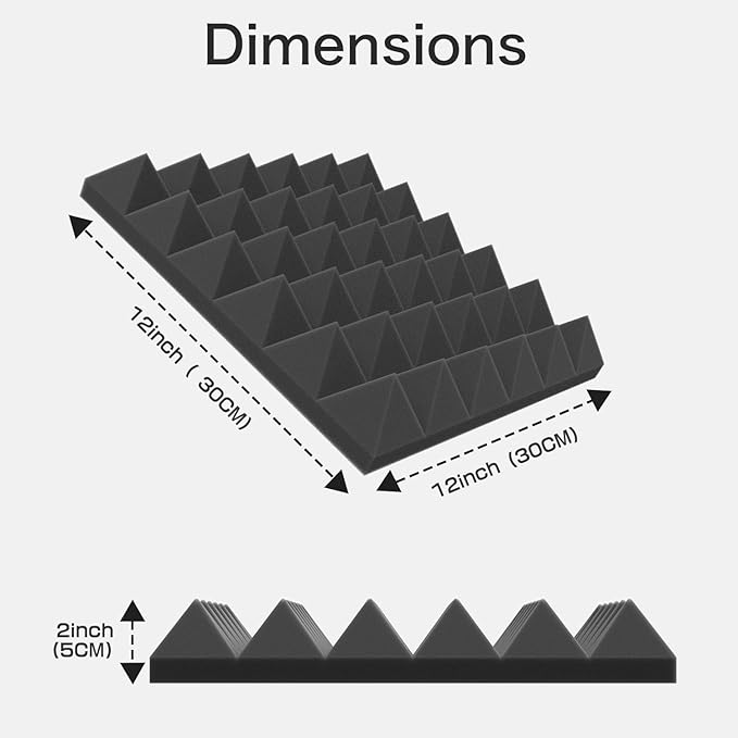 JBER 24Pack Pyramid sound proof foam panels