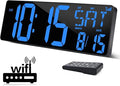 XREXS Large Digital Wall Clock WiFi Sync, 16.5 in Large Display Wall Clock
