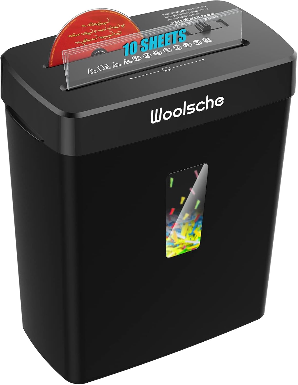 Woolsche Paper Shredder, 10-Sheet Cross Cut