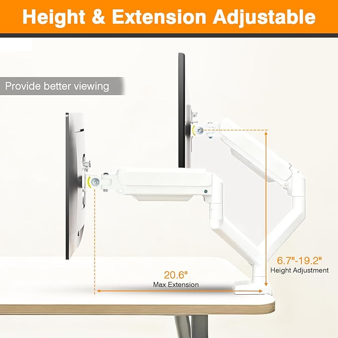 XEVKZO Dual Monitor Arms, Gas Spring Monitor Arms