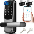 Smart Door Lock with Handle,Fingerprint Exterior Locks,Wireless APP Control, Keyless Entry Digital Lock for Front/Interior Door,Biometric Door Knob,Smart Locks for Home, Apartment, Office(Black)