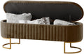 EcoHarbor Living 50.5" Bedroom Velvet Storage Bench,Upholstered End of Bed Bench with Gold Legs,Entryway Footrest Seat