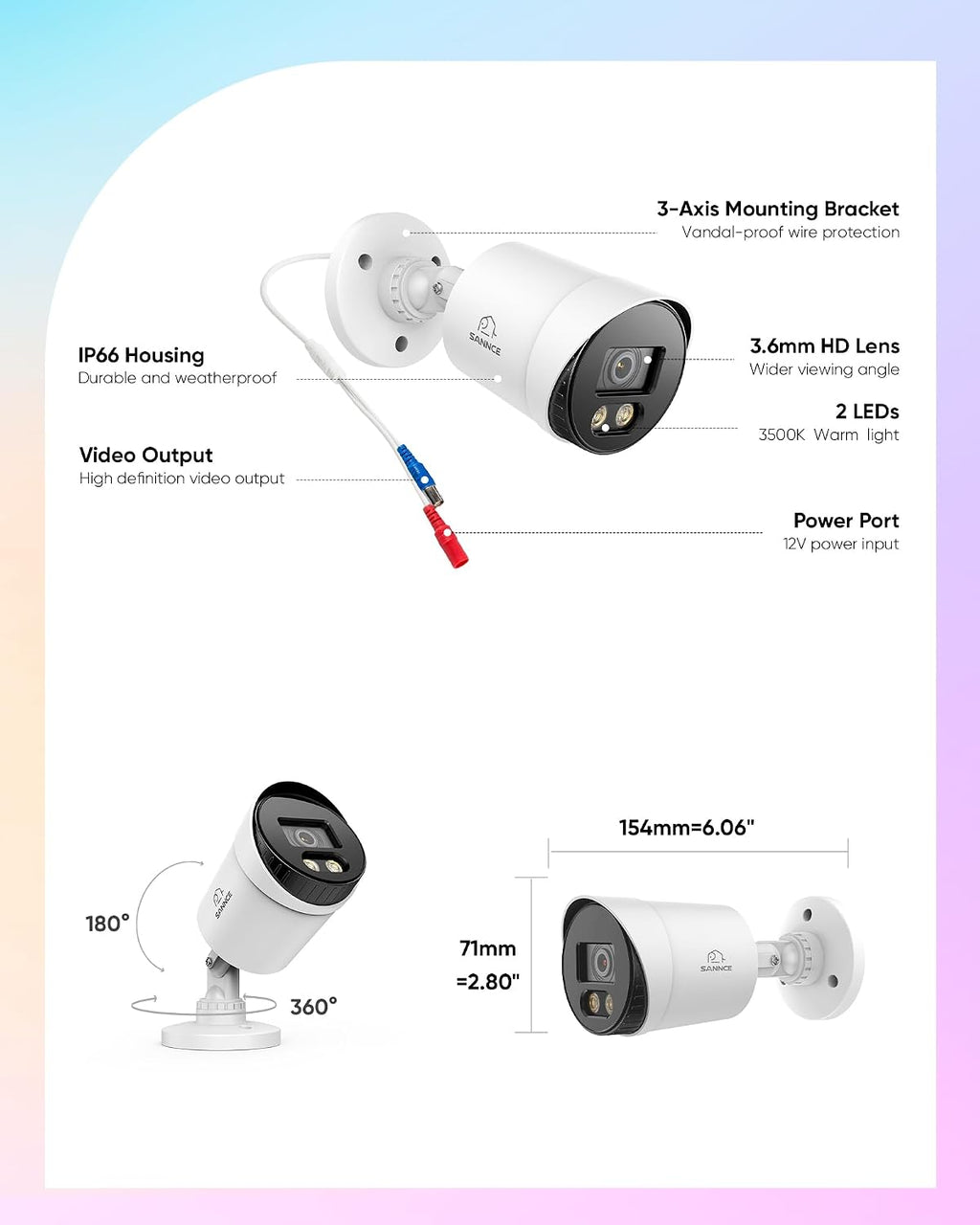 sannce 2mp tvi bullet camera for home security on a desk or shelf