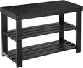 Pipishell 3 Tier Bamboo Shoe Rack Bench for Entryway, Black