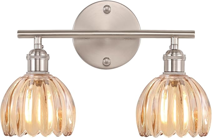 Shenmoyl Bathroom Light Fixtures, 2-Light Vanity Wall Light Over Mirror