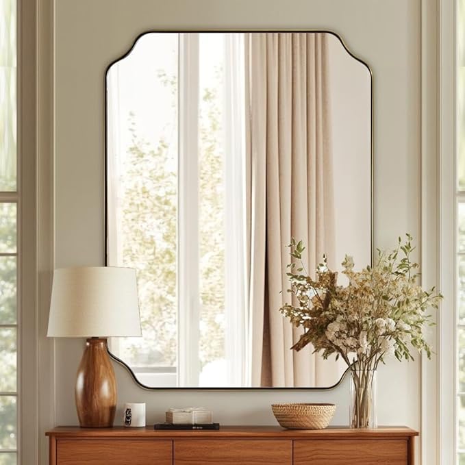 ANDY STAR 36"x48" Large Gold Mirror, Brushed Brass Rectangle Bathroom Mirror