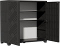 ZZM Indoor/Outdoor Storage Cabinet Waterproof, 34"x15"x34" Plastic Outdoor Storage Box for Garden Balcony Bathroom, All Weather Outdoor Storage Clearance, DIY Usage, with 2 Shelf (Black)