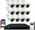 GW Security 16 Channel 4K NVR 5MP POE Audio & Video Smart AI Security Camera System - 12 x 5MP 1920P Weatherproof Bullet Cameras, Built in Microphone, Pre-Installed 4TB Hard Drive