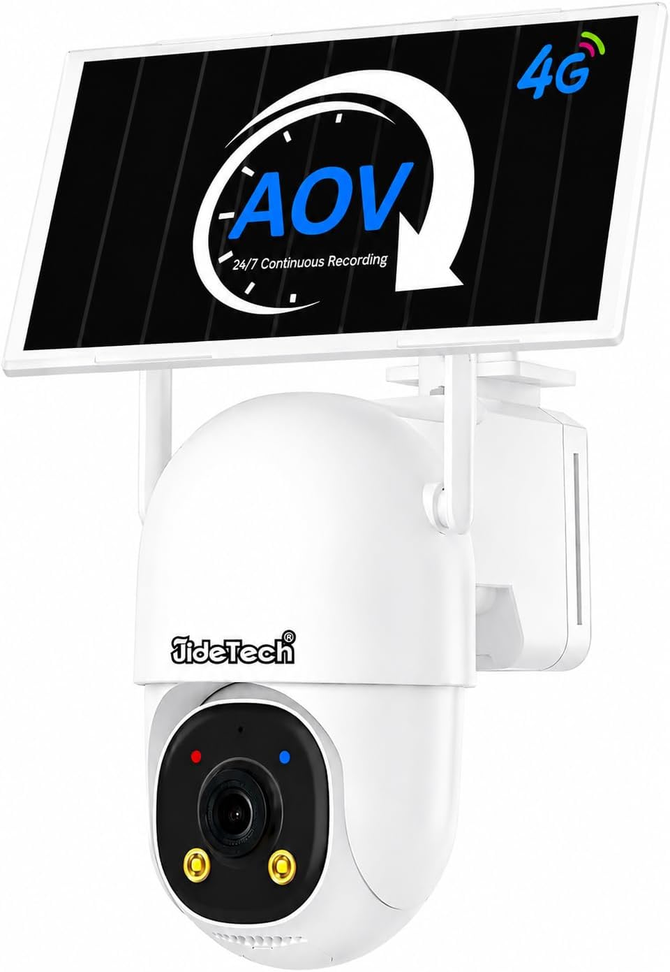 JideTech 3MP 4G LTE Solar Security Camera Outdoor, No WiFi AOV PTZ Camera with 8W Solar Panel, 13500mAh Battery, Auto Tracking, Two-Way Audio, Built-in SIM Card