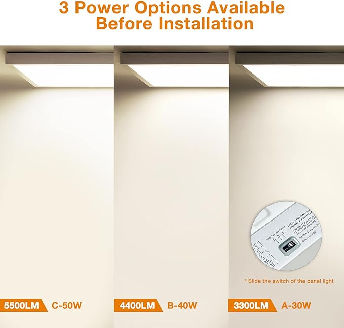 Mcacggo 2x4 FT LED Flat Panel Light Surface Mount 5000K-4000K-3000K Switchable (2 Pack)