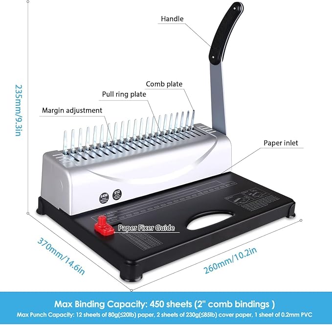 MAKEASY Binding Machine, 450 Sheets, Comb Binding Machines