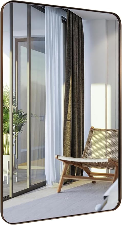 ANDY STAR Wall Mirror for Bathroom, 20”x28”Brushed Bronze Bathroom Mirror