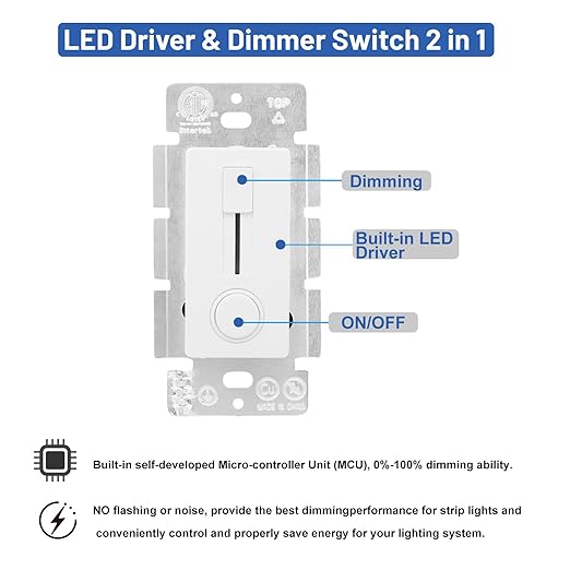 Dimmer Switch and LED Driver Single Integrated Unit, 120V AC to 12V DC