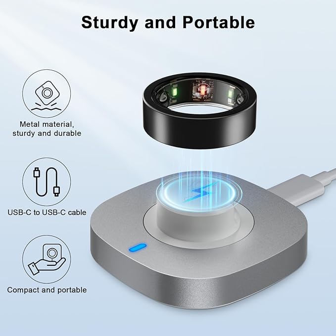 ZOOROO Charger Compatible with Oura Ring Gen 3 Size 8, Fast Charging Dock with