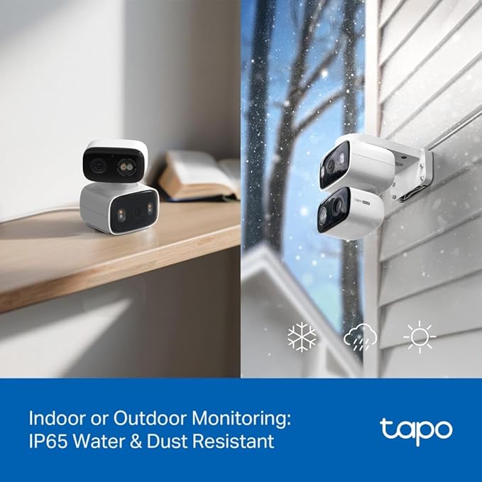 Tapo 2K 3MP Indoor/Outdoor Dual Lens Pan/Tilt Security Camera – 125° Wide-Angle