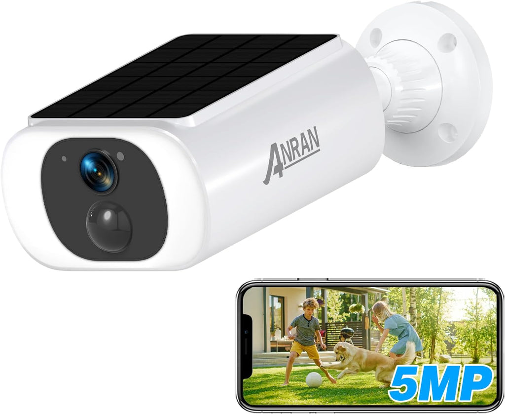 ANRAN 5MP Solar Security Cameras Wireless Outdoor, Solar & Battery Powered