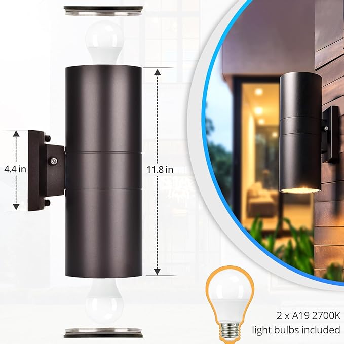 wowlite Modern Outdoor Wall Light (2 Pack)
