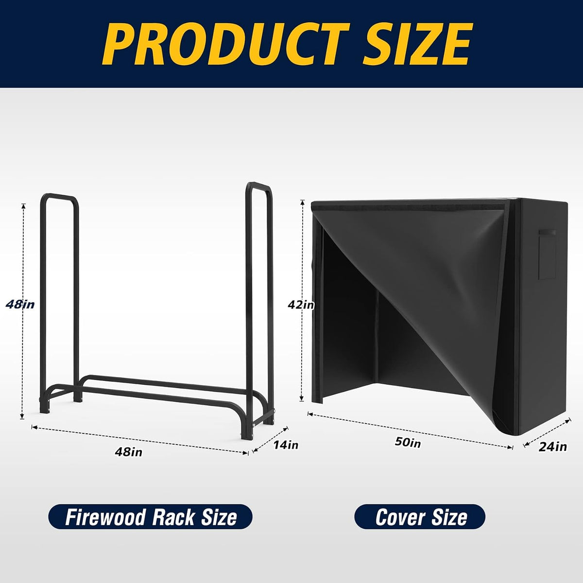 WALMANN 4ft Firewood Log Rack with Cover Outdoor, Heavy Duty Firewood Rack
