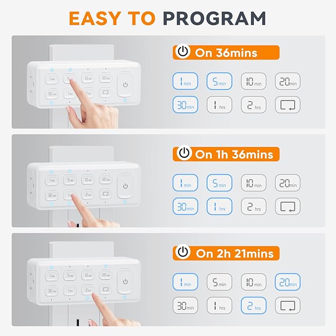 TOPELER Countdown Digital Timer Outlet, Plug-in Timer (4 Pack)