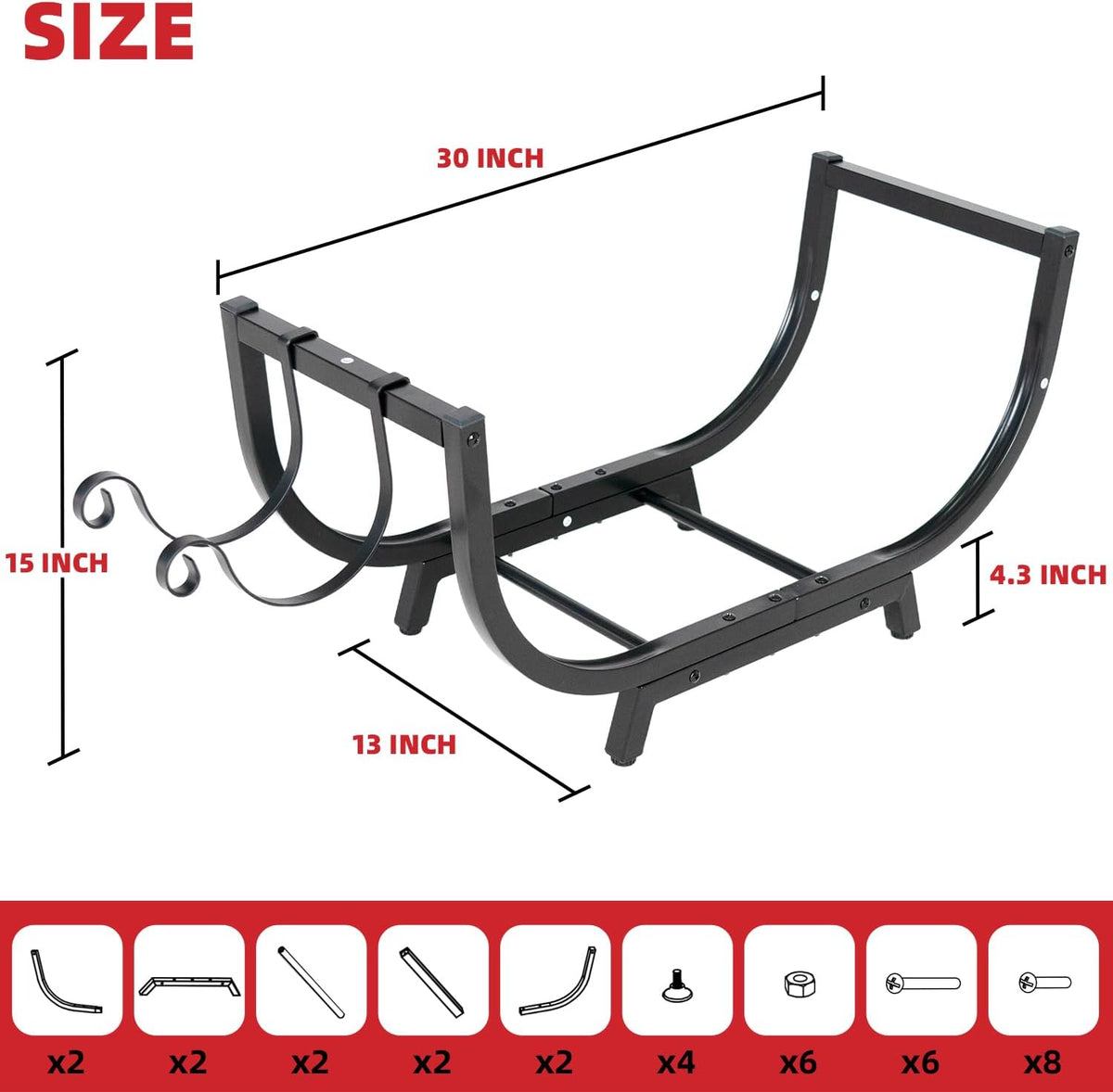 kendane 30" firewood rack outdoor and indoor, compact shown in use