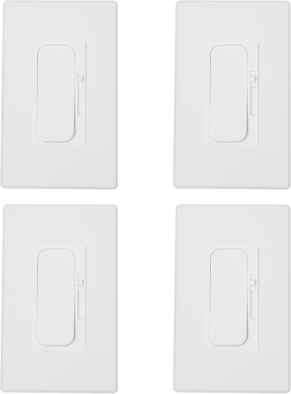 Sunlite LED Wall Rocker Style, Slide Bar Triac Dimmer Switch, Screwless Wall (4 Pack)