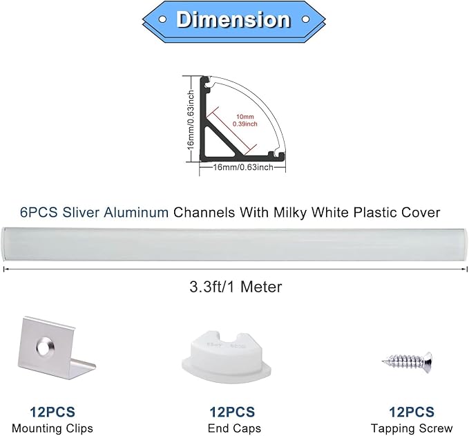 VST 20pack 3.3ft LED Channel, V Shape Led Diffuser Channel, LED Aluminum
