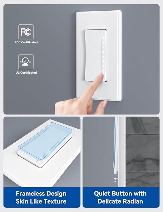 ELEGRP Single Pole Smart Dimmer Light Switch DPR10, 2.4GHz Wi-Fi Dimmer Switch (10 Pack)