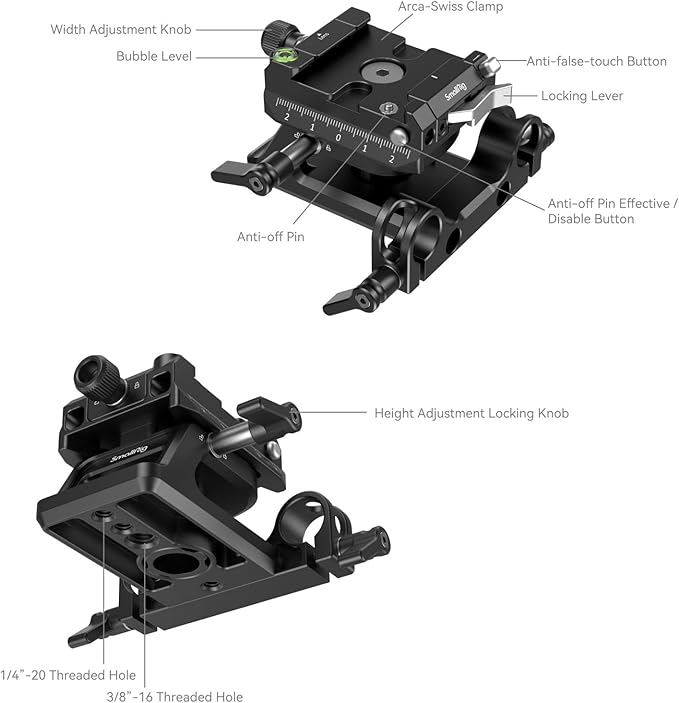SmallRig Mount Plate for Arca-Swiss Quick Release Clamp and Bottom Plate for