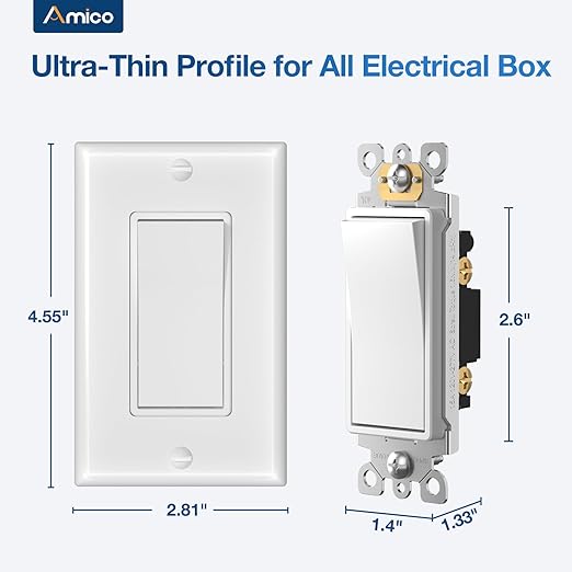 Amico 50 Pack Single Pole Light Switch