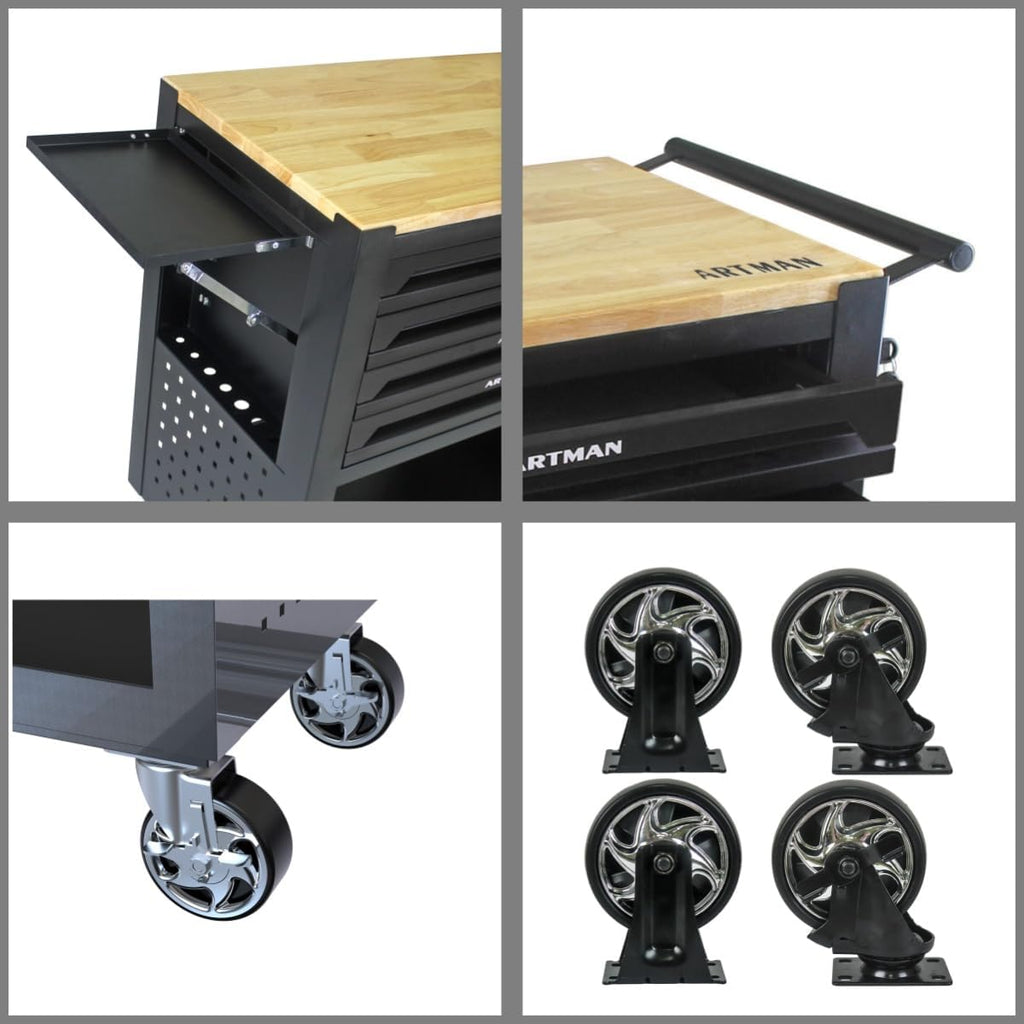 lockable 4-drawer rolling tool chest with wooden top, package contents