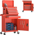 5-Drawer Rolling Tool Chest, High Capacity Removable Tool Storage Cabinet, Detachable Toolbox with Lock for Garage Warehouse and Tool Room (Red)