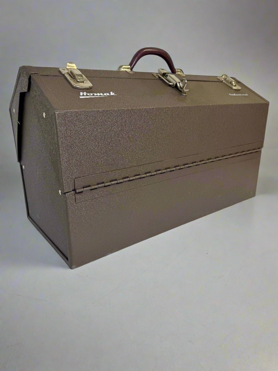 homak industrial 22-inch cantilever steel toolbox, brown winkle, side view