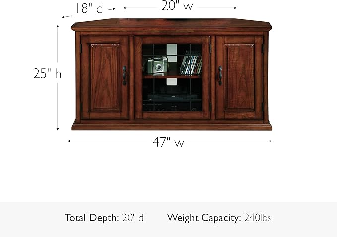 Leick Home 80385 Leaded Glass Three Door Corner TV Stand